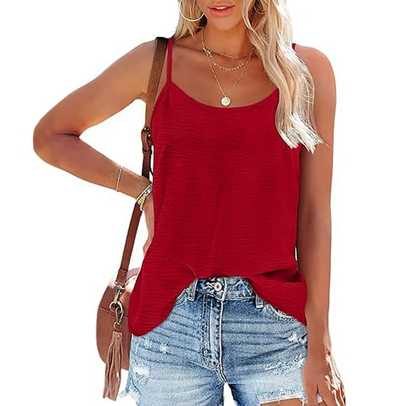 Itsame Short Shirt Sleeved Tops for Womens Solid Color Relaxed Round Neck T-Shirt Blouses Red Size M