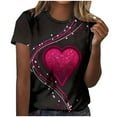 thumbnail image 1 of Itsame Short Shirt Sleeved for Womens Heart Printed T-Shirt Tops Relaxed Round Neck T Shirt Black Size S, 1 of 6