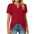 thumbnail image 1 of Itsame Short Sleeved T-Shirt Women Solid Color Undershirts Red Size S, 1 of 6