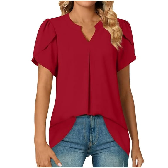 Itsame Short Sleeved T-Shirt Women Solid Color Undershirts Red Size S