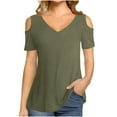 thumbnail image 1 of Itsame Short Sleeved T-Shirt Women V-Neck Strapless Undershirts Army Green Size M, 1 of 5