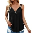 thumbnail image 1 of Itsame Short Sleeved T-Shirt Women V-Neck Vest Sleeveless Solid Color Hollowing Out Undershirts Black Size L, 1 of 7