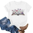 thumbnail image 1 of Itsame Short Sleeved Top Shirt for Women Round Neck Loose Fitting Printed Undershirts White Size M, 1 of 3