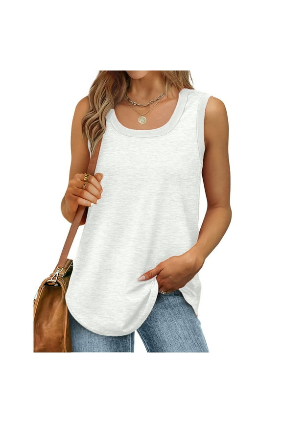 Short Sleeved Undershirt Tops for Womens Shirt Solid Color Relaxed Round Neck T-Shirt Blouses White Size XL