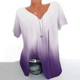 thumbnail image 1 of Itsame Short Sleeved Undershirt Tops for Womens Shirt T-Shirt Comfortable Printed Relaxed V-neck Blouses Purple Size 3XL, 1 of 5