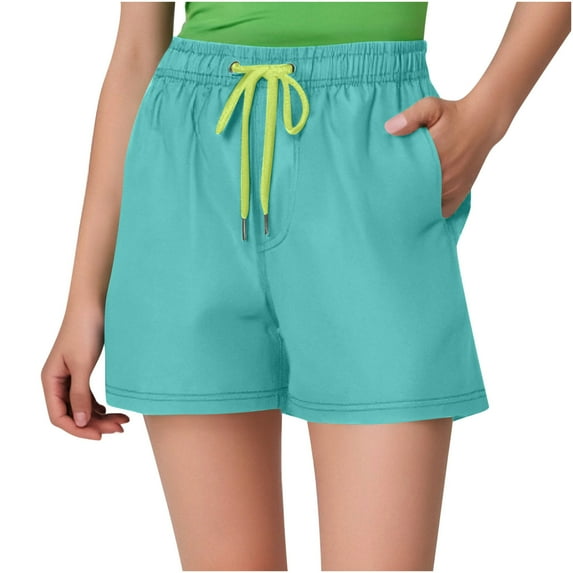 Itsame Sports Shorts Women Lanyard Short Sweatpants Fashionable Short Pants Light Blue Size S