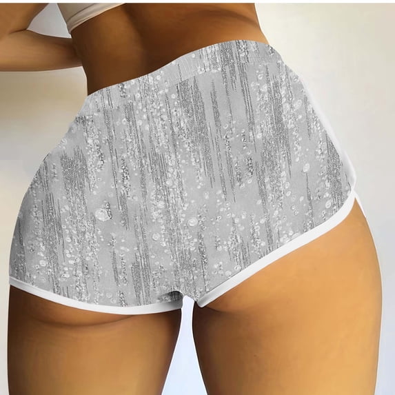 Itsame Summer Clearance Casual Elastic Waist Shorts for Womens Short Sweatpants Fashionable Printed Tight Short Pants Gray Size M