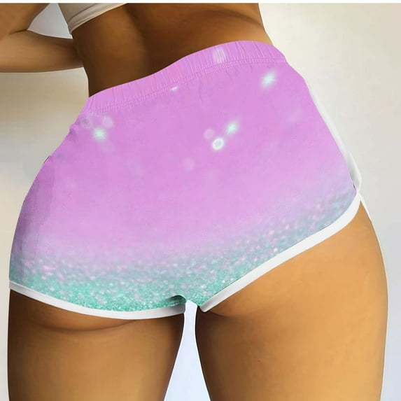 Itsame Summer Clearance Casual Elastic Waist Shorts for Womens Short Sweatpants Fashionable Printed Tight Short Pants Mint Green Size L