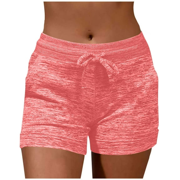 Itsame Summer Clearance Sports Lanyard Shorts for Womens Short Sweatpants Pocket Fashionable Solid Color Short Pants Pink Size XL