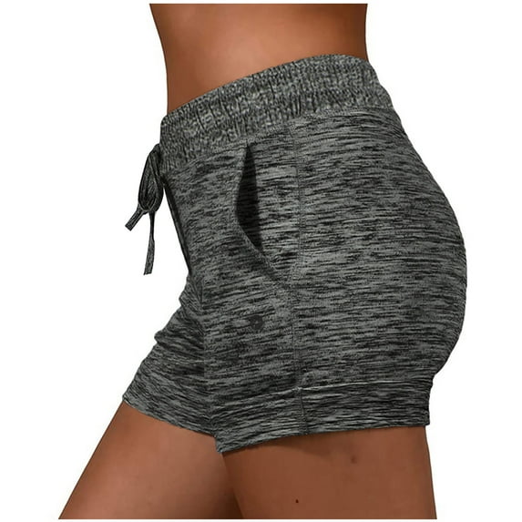 Itsame Summer Clearance Sports Lanyard Shorts for Womens Short Sweatpants Pocket Solid Color Slim Short Pants Dark Gray Size 3XL