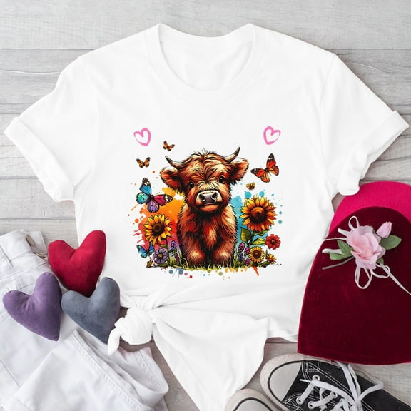 Itsame Summer Oversized Womens Printed Loose T-Shirt Short Sleeved Shirt Casual Tops Round Neck Blouses White Size M