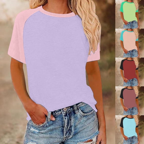 Itsame Summer Plain Short Shirt Sleeved Womens Casual T-Shirt Top Fashionable Round Neck T Shirt Wine Size M