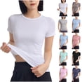 thumbnail image 1 of Itsame Summer Plain Short Shirt Sleeved Womens Casual T-Shirt Top Tight Round Neck T Shirt White Size M, 1 of 4