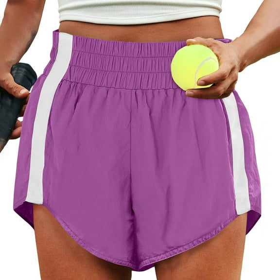 Itsame Summer Short Sweatpants Womens Sports Lanyard Shorts Fashionable Solid Color Tight Short Pants Purple Size S