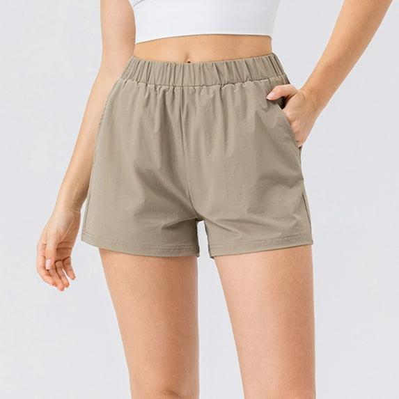 Itsame Summer Short Sweatpants Womens Sports Lanyard Shorts Solid Color Short Pants Khaki Size M