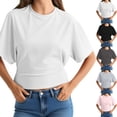 thumbnail image 1 of Itsame Summer Womens Casual T-Shirt for Women Plain Short Sleeved Shirt Tops Relaxed Round Neck T Shirt Pink Size XS, 1 of 4