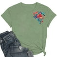 thumbnail image 1 of Itsame Summer Womens Printed T-Shirt Casual Short Sleeved Shirt Tops Round Neck Blouses Green Size S, 1 of 4