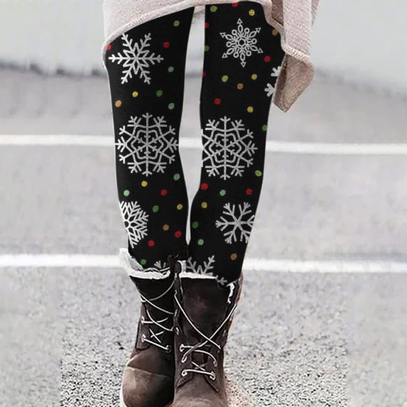 Itsame Sweatpants for Womens Long Leggings Pants Christmas Printed Windproof Pant Black Size L