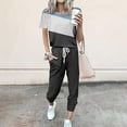 thumbnail image 1 of Itsame Sweatsuits 2pc Sets Womens Short Sleeved and Pants Fashionable Loose Shirt and Pants Two PC Gray Size L, 1 of 5