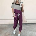 thumbnail image 1 of Itsame Sweatsuits 2pc Sets Womens Short Sleeved and Pants Fashionable Loose Shirt and Pants Two PC Purple Size 2XL, 1 of 5