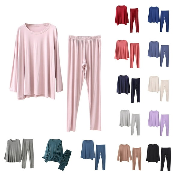 Itsame Sweatsuits 2pcs Sets for Womens Long Sleeved Sweatshirt and Pants Round Neck Casual Set Navy Size XL