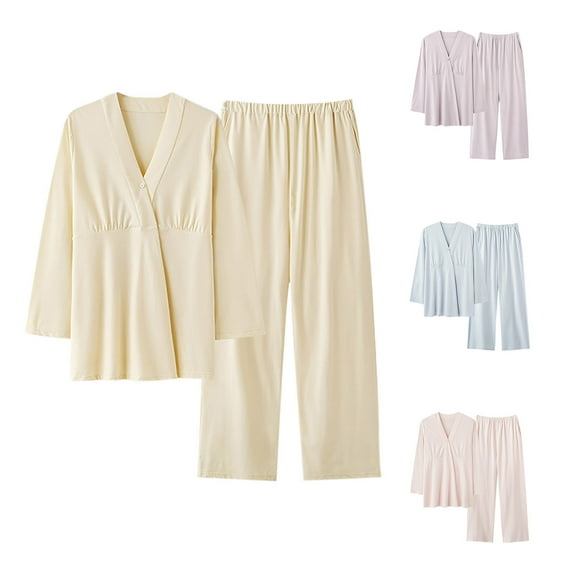 Itsame Tops and Pants Activewear Set Womens Sweatsuits 2pcs Sets Long Sleeved Round Neck Cotton Casual Set Purple Size XL