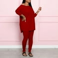 thumbnail image 1 of Itsame Tops and Pants Activewear Set Womens Sweatsuits 2pcs Sets Long Sleeved Solid Color Round Neck Women Athletic Outfit Sets Red Size L, 1 of 8