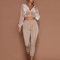 thumbnail image 1 of Itsame Tops and Pants Activewear Set Womens Sweatsuits 2pcs Sets Long Sleeved Solid Color Women Athletic Outfit Sets Beige Size M, 1 of 9