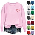 thumbnail image 1 of Itsame Valentine's Heart Sweatshirt Womens Long Sleeve T-Shirts Loose Crew Neck Tops Purple Size XL, 1 of 5