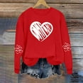 thumbnail image 1 of Itsame Valentine's Heart Sweatshirt Womens Long Sleeve T-Shirts Loose Crew Neck Tops Red Size XL, 1 of 7