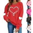 thumbnail image 1 of Itsame Valentine's Heart Sweatshirt Womens Long Sleeve T-Shirts Loose Crew Neck Tops White Size XL, 1 of 10