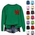 thumbnail image 1 of Itsame Valentine's Sweatshirt Womens Long Sleeve T-Shirts Loose Crew Neck Tops Green Size S, 1 of 5