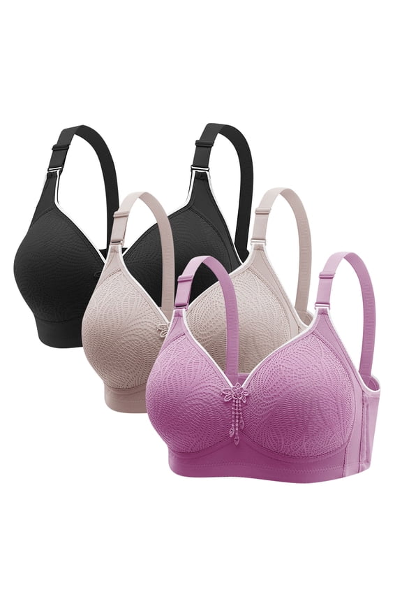 Veryday Bralette 3Piece Set for Women 3PC Wireless Bras Push-Up Bra New Nursing Bras Multicolor Size L