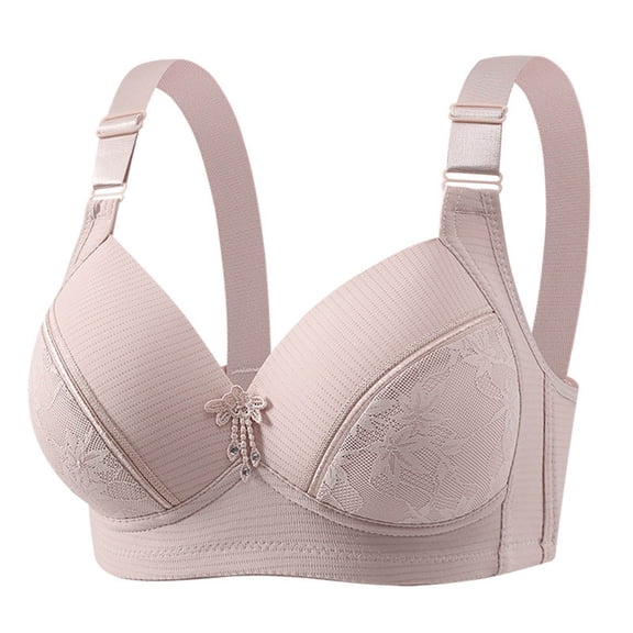 Itsame Veryday Bralette for Women Seamless Bra Solid Color Back Buckle Push-Up Bra Nursing Bras Gray Size 2XL