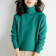 thumbnail image 1 of Itsame Women Cardigan Sweaters Loose High Neck Pullover Sweater Long Sleeve Solid Color Relaxed Sweatertop Green Size 2XL, 1 of 3