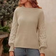 thumbnail image 1 of Itsame Women Knitted Sweater Crew Neck Pullover Sweatershirt Long Sleeves Solid Color Relaxed Sweatshirts Beige Size M, 1 of 7
