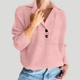 thumbnail image 1 of Itsame Women Knitted Sweater V-Neck Knitted Sweaters Long Sleeves New Solid Color Relaxed Lapel Collar Sweatshirts Pink Size L, 1 of 8