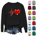 thumbnail image 1 of Itsame Women Long Sleeve Heart T-Shirts Valentine's Sweatshirt Loose Crew Neck Tops Gray Size XL, 1 of 5