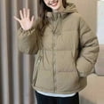 thumbnail image 1 of Itsame Women Puffer Jackets Hood Winter Coats Pocket Solid Color Casual Zipper Cotton for Women Waterproof Jacket Brown Size 2XL, 1 of 6