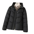 thumbnail image 1 of Itsame Women Puffer Jackets Winter Coats Solid Color Casual Zipper Cotton for Women Waterproof Jacket Black Size 3XL, 1 of 6