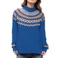 thumbnail image 1 of Itsame Women Pullover Sweaters Button Loose Crew Neck Sweater Long Sleeve New Casual Sweatertop Blue Size 2XL, 1 of 5