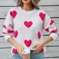 thumbnail image 1 of Itsame Women Pullover Sweaters Loose Crew Neck Sweater Long Sleeve Printed Sweatertop Hot Pink Size L, 1 of 9