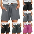 thumbnail image 1 of Itsame Women Walk Shorts With Pockets Womens Linen Short Sweat Pants Relaxed Cotton Wide Leg Shorts Hot Pink Size M, 1 of 8