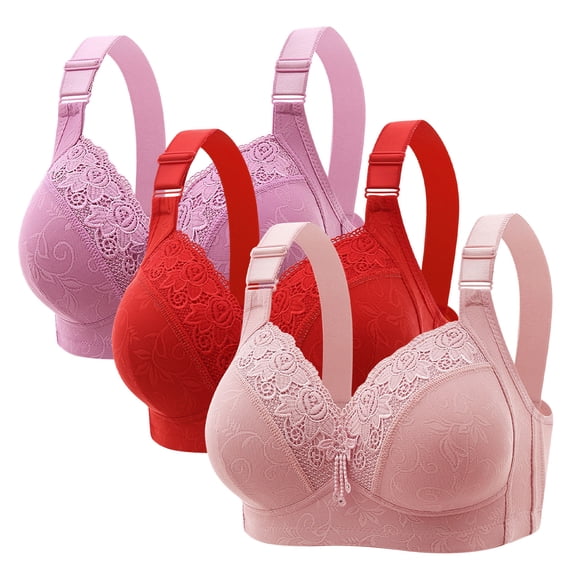Itsame Women's 3PC Bralette Veryday Seamless Bra 3Piece Set Push-Up Bra Nursing Bras Multicolor Size M