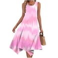thumbnail image 1 of Itsame Women's Summer Dress, Sleeveless Fashion Prints Casual Ruffle Beach Dress Pink, 1 of 5