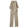 thumbnail image 1 of Itsame Womens 2 Piece Sets, Long Sleeve Tops Pants Loose Comfy Plus Size Casual Outfits Khaki 2XL, 1 of 3