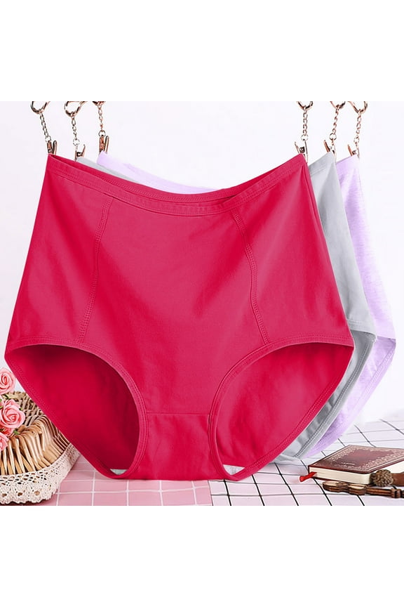 Womens Briefs, Comfort High Waist Comfort 3 Pack Cotton Underwear Red 2XL