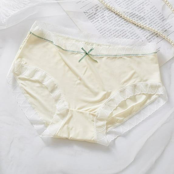 Itsame Womens Briefs, Comfort Sexy Lace Seamless Cotton Underwear Beige L