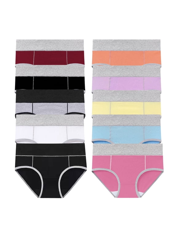 Womens Briefs, Plus Size Seamless High Waist 10 Pack Cotton Underwear Blue 3XL