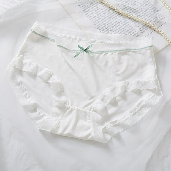 Itsame Womens Briefs, Seamless Sexy Lace Comfort Cotton Underwear White M